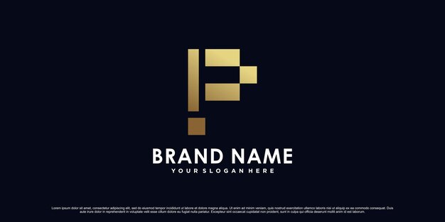 Diseño de logotipo de letra p degradado dorado para empresa o personal con concepto único Vector Premium