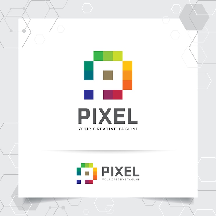 Vector diseño del logotipo de la letra p en estilo de píxel triángulo moderno letra p colorida con mosaico y geométrica
