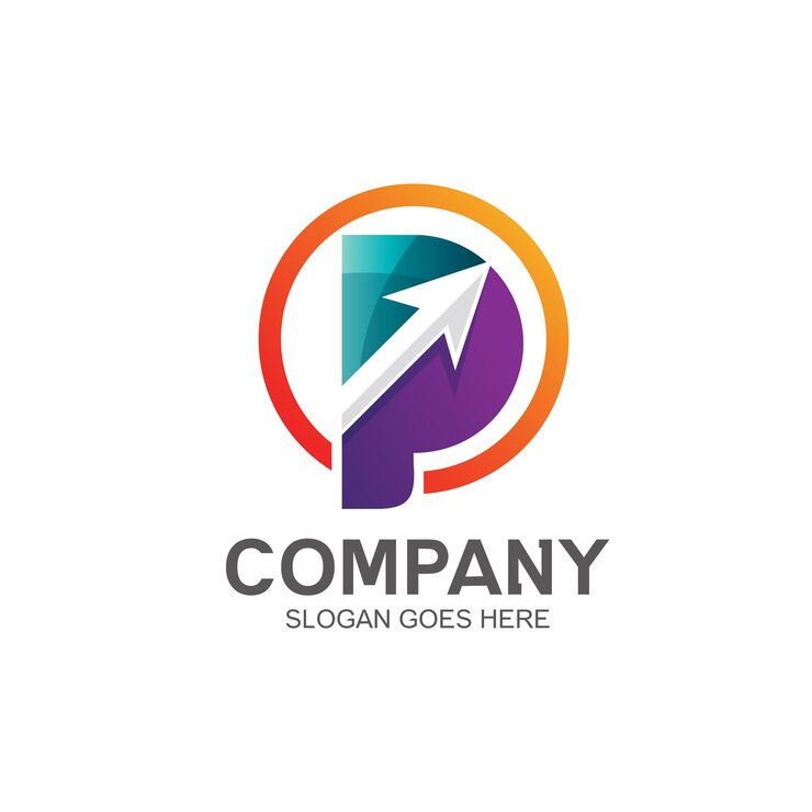 Vector diseño de logotipo letra p flecha