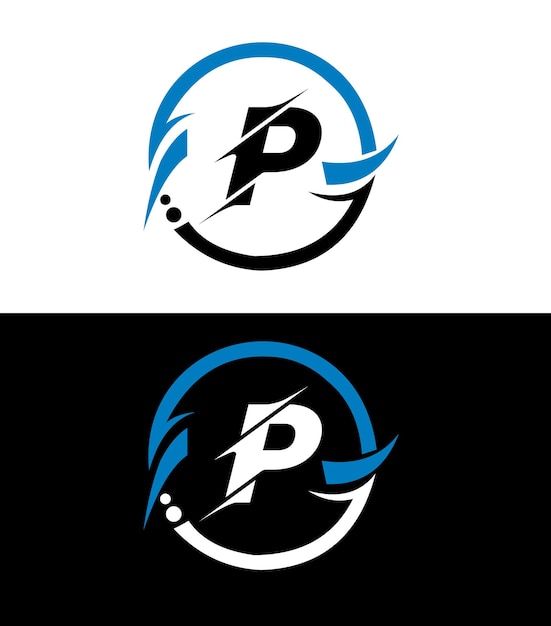 Diseño de logotipo de letra P con forma de círculo Diseño de logotipo de forma de círculo y cubo P Negocio de monograma P
