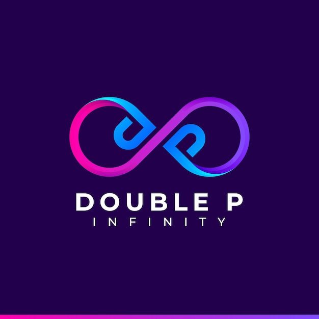 Vector diseño del logotipo de la letra p infinity y símbolo de color azul degradado púrpura para la marca de la empresa comercial