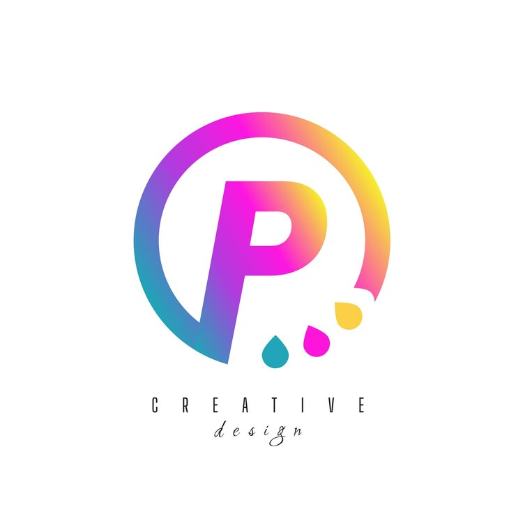 Vector diseño del logotipo con la letra p inicial del círculo