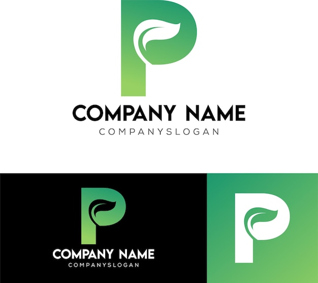 Diseño del logotipo de la letra P Leaf Vector