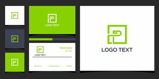 Diseño de logotipo letra p y tarjeta de visita vector premium vector premium