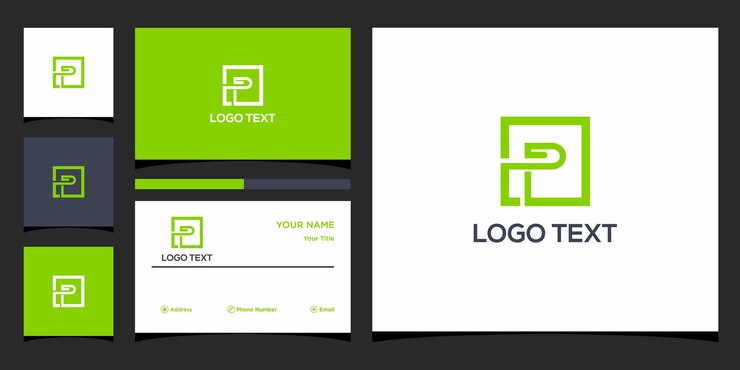 Vector diseño de logotipo letra p y tarjeta de visita vector premium vector premium