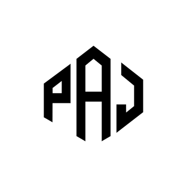 Diseño del logotipo de la letra paj con forma de polígono paj poligono y forma de cubo diseño del logotipo paj hexágono modelo de logotipo vectorial colores blanco y negro paj monograma negocio y logotipo de bienes raíces