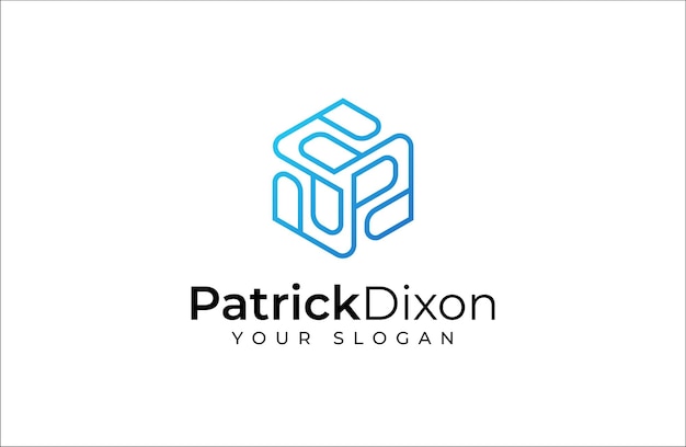 Diseño de logotipo de letra PD logotipo de tecnología de letra P y D