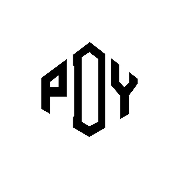 Diseño de logotipo de letra PDY con forma de polígono PDY polígono y forma de cubo diseño de logotipo PDY hexágono patrón de logotipo vectorial colores blanco y negro PDY monograma negocio y logotipo de bienes raíces