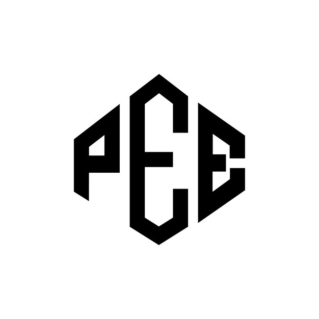 Diseño de logotipo de letra PEE con forma de polígono PEE polígono y forma de cubo diseño de logotipo PEE hexágono patrón de logotipo vectorial colores blanco y negro PEE monograma de negocios y logotipo de bienes raíces