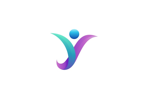 Diseño de logotipo de letra y personas con estilo simple