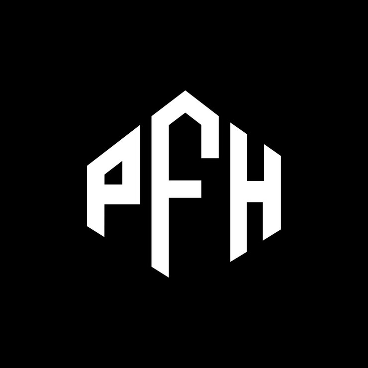 Vector diseño del logotipo de la letra pfh con forma de polígono pfh polígono y forma de cubo diseño del logotipo pfh hexágono modelo de logotipo vectorial colores blanco y negro pfh monograma negocio y logotipo de bienes raíces