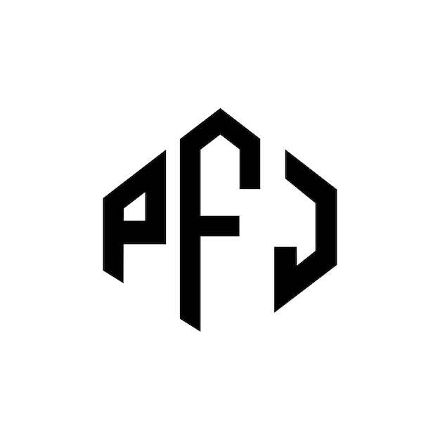 Diseño del logotipo de la letra PFJ con forma de polígono PFJ polígono y forma de cubo diseño del logotipo PFJ hexágono modelo de logotipo vectorial colores blanco y negro PFJ monograma negocio y logotipo de bienes raíces