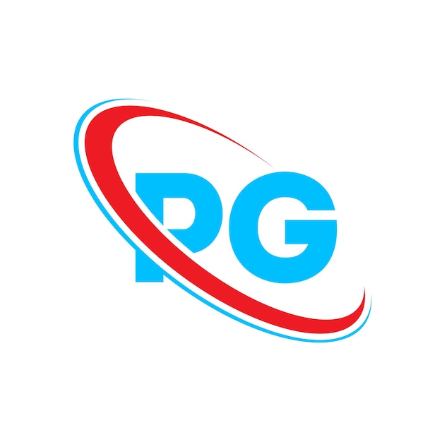 Diseño del logotipo de la letra PG La letra inicial PG círculo vinculado monograma en mayúsculas logotipo rojo y azul logotipo PG
