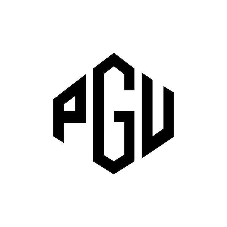 Vector diseño del logotipo de la letra pgu con forma de polígono pgu diseño del logotipo en forma de póligono y cubo pgu hexágono modelo de logotipo vectorial colores blanco y negro pgu monograma logotipo de negocios e inmobiliario