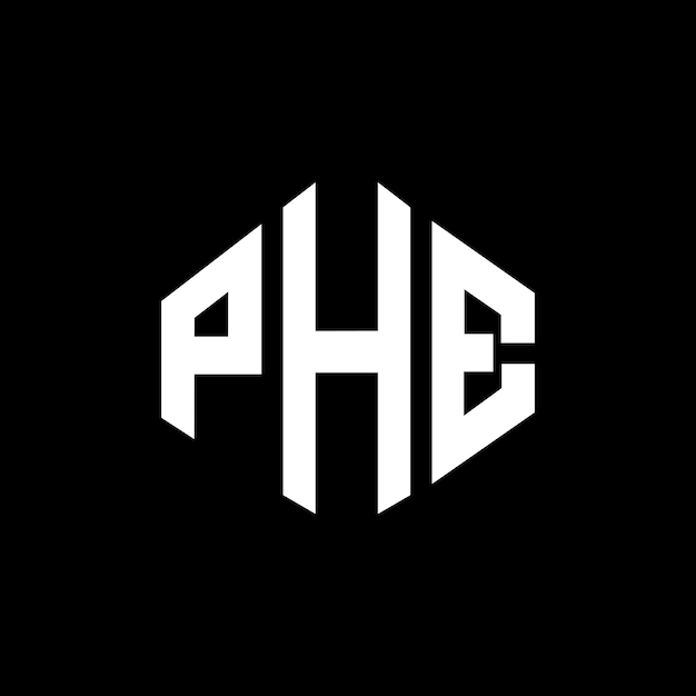 Vector diseño del logotipo de la letra phe con forma de polígono phe diseño del logotipo en forma de póligono y cubo phe hexágono modelo de logotipo vectorial colores blanco y negro phe monograma logotipo de negocios y bienes raíces