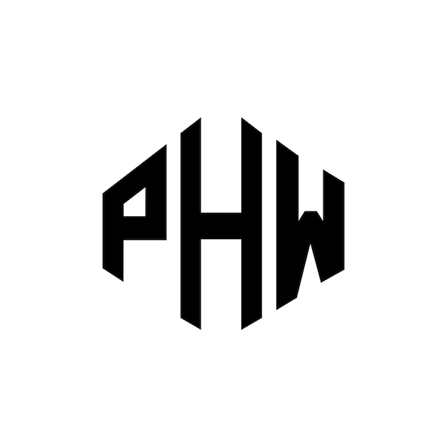 Diseño del logotipo de la letra PHW con forma de polígono PHW diseño del logotipo en forma de póligono y cubo PHW hexágono modelo de logotipo vectorial colores blanco y negro PHW monograma de negocios y logotipo inmobiliario