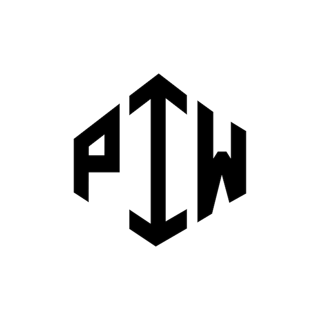 Diseño del logotipo de la letra PIW con forma de polígono PIW diseño del logotipo en forma de póligono y cubo PIW hexágono modelo de logotipo vectorial colores blanco y negro PIW monograma de negocios y logotipo de bienes raíces