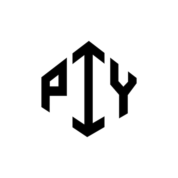 Diseño del logotipo de la letra PIY con forma de polígono PIY diseño del logotipo en forma de póligono y cubo PIY hexágono modelo de logotipo vectorial colores blanco y negro PIY monograma de negocios y logotipo inmobiliario