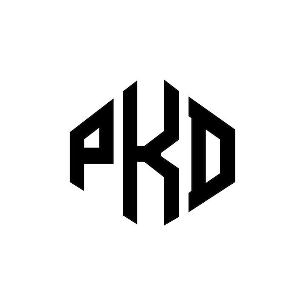 Diseño del logotipo de la letra PKD con forma de polígono PKD diseño del logotipo en forma de póligono y cubo PKD hexágono modelo de logotipo vectorial colores blanco y negro PKD monograma logotipo de negocios y bienes raíces