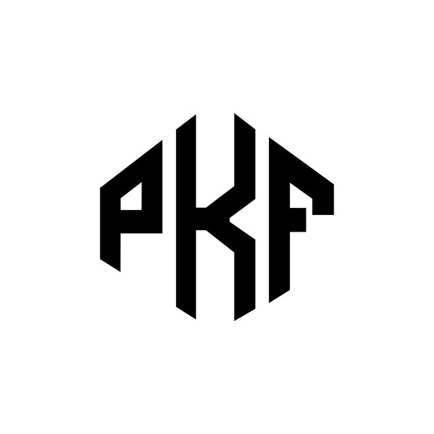 Diseño de logotipo de letra PKF con forma de polígono PKF polígono y forma de cubo diseño de logotipo PKF hexágono patrón de logotipo vectorial colores blanco y negro PKF monograma logotipo de negocios e inmobiliario