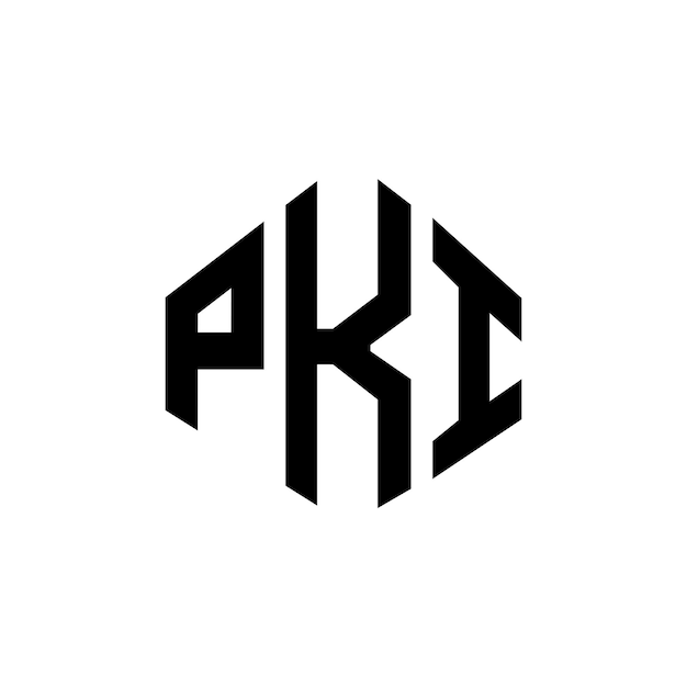 Diseño del logotipo de la letra PKI con forma de polígono PKI diseño del logotipo en forma de póligono y cubo PKI hexágono modelo de logotipo vectorial colores blanco y negro PKI monograma negocio y logotipo de bienes raíces