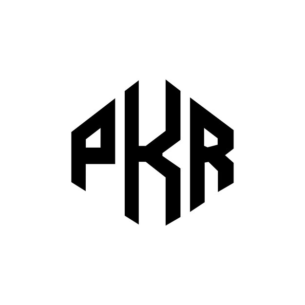 Diseño del logotipo de la letra PKR con forma de polígono PKR polígono y forma de cubo diseño del logotipo PKR hexágono modelo de logotipo vectorial colores blanco y negro PKR monograma negocio y logotipo de bienes raíces