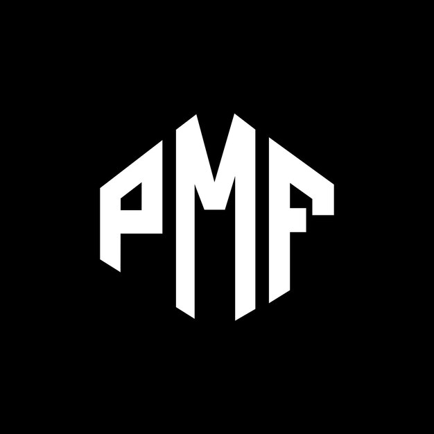 Vector diseño del logotipo de la letra pmf con forma de polígono pmf polígono y forma de cubo diseño del logotipo pmf hexágono modelo de logotipo vectorial colores blanco y negro pmf monograma negocio y logotipo de bienes raíces