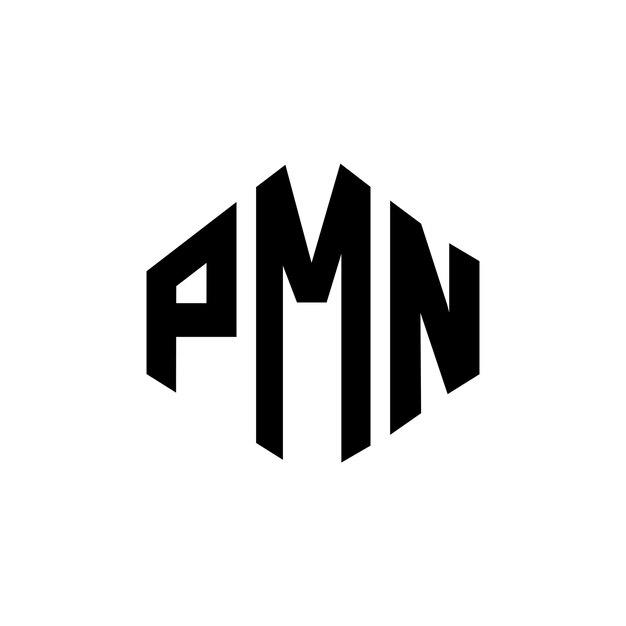 Diseño del logotipo de la letra PMN con forma de polígono PMN diseño del logotipo en forma de póligono y cubo PMN hexágono modelo de logotipo vectorial colores blanco y negro PMN monograma negocio y logotipo de bienes raíces