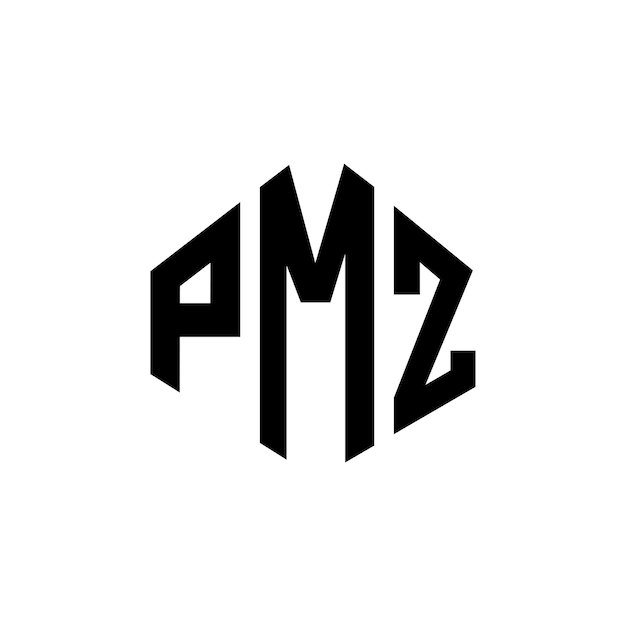 Diseño del logotipo de la letra PMZ con forma de polígono PMZ diseño del logotipo en forma de póligono y cubo PMZ hexágono modelo de logotipo vectorial colores blanco y negro PMZ monograma logotipo de negocios e inmobiliario