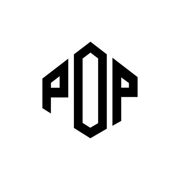 Diseño del logotipo de la letra POP con forma de polígono POP diseño del logotipo en forma de póligono y cubo POP hexágono modelo de logotipo vectorial colores blanco y negro POP monograma de negocios y logotipo de bienes raíces