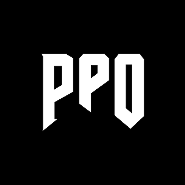 Diseño de logotipo de letra PPO para una empresa de tecnología Diseño del logotipo PPO combinación de colores blanco y negro Diseño del icono PPO Icon PPO Alfabeto PPO Tipografía diseño del logotipo