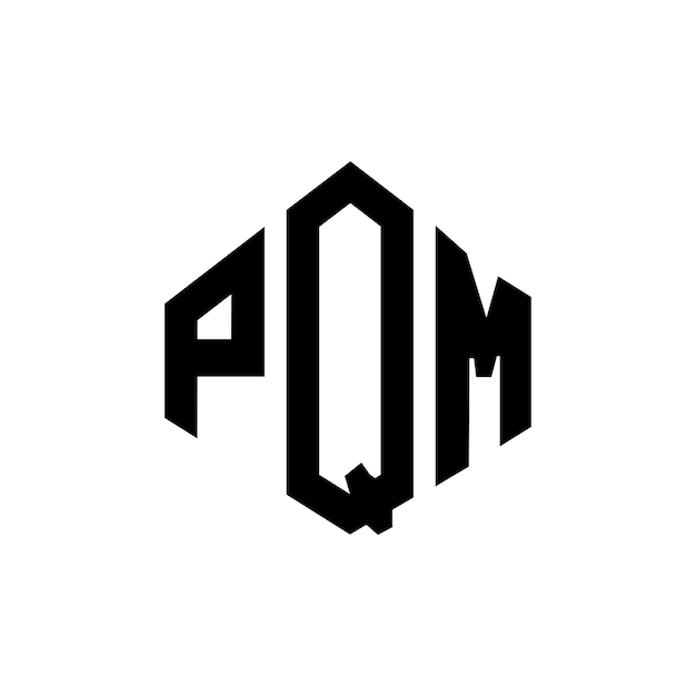Diseño de logotipo de letra PQM con forma de polígono PQM poligono y forma de cubo diseño de logotipo PQM hexágono patrón de logotipo vectorial colores blanco y negro PQM monograma logotipo de negocios e inmobiliario