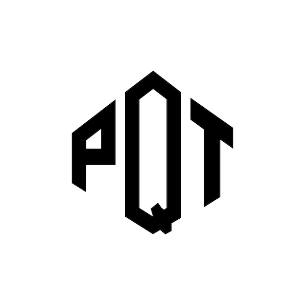 Diseño de logotipo de letra PQT con forma de polígono PQT poligono y forma de cubo diseño de logotipo PQT hexágono patrón de logotipo vectorial colores blanco y negro PQT monograma negocio y logotipo de bienes raíces