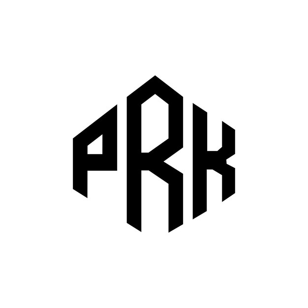Diseño de logotipo de letra PRK con forma de polígono PRK polígono y forma de cubo diseño de logotipo PRK hexágono modelo de logotipo vectorial colores blanco y negro PRK monograma negocio y logotipo de bienes raíces