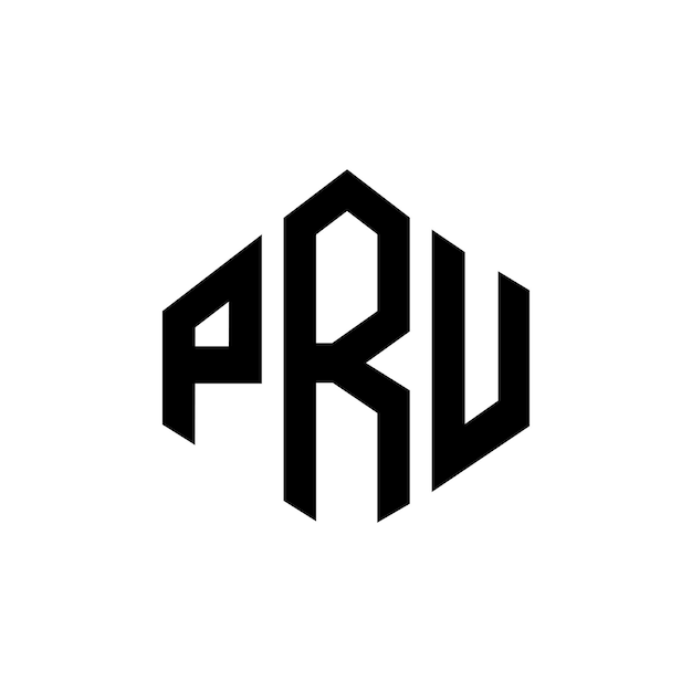 Diseño de logotipo de letra PRU con forma de polígono PRU polígono y forma de cubo diseño de logotipo PRU hexágono modelo de logotipo vectorial colores blanco y negro PRU monograma logotipo de negocios y bienes raíces