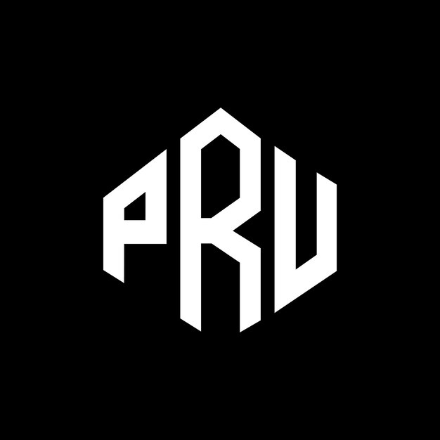 Diseño de logotipo de letra PRU con forma de polígono PRU polígono y forma de cubo diseño de logotipo PRU hexágono modelo de logotipo vectorial colores blanco y negro PRU monograma logotipo de negocios y bienes raíces