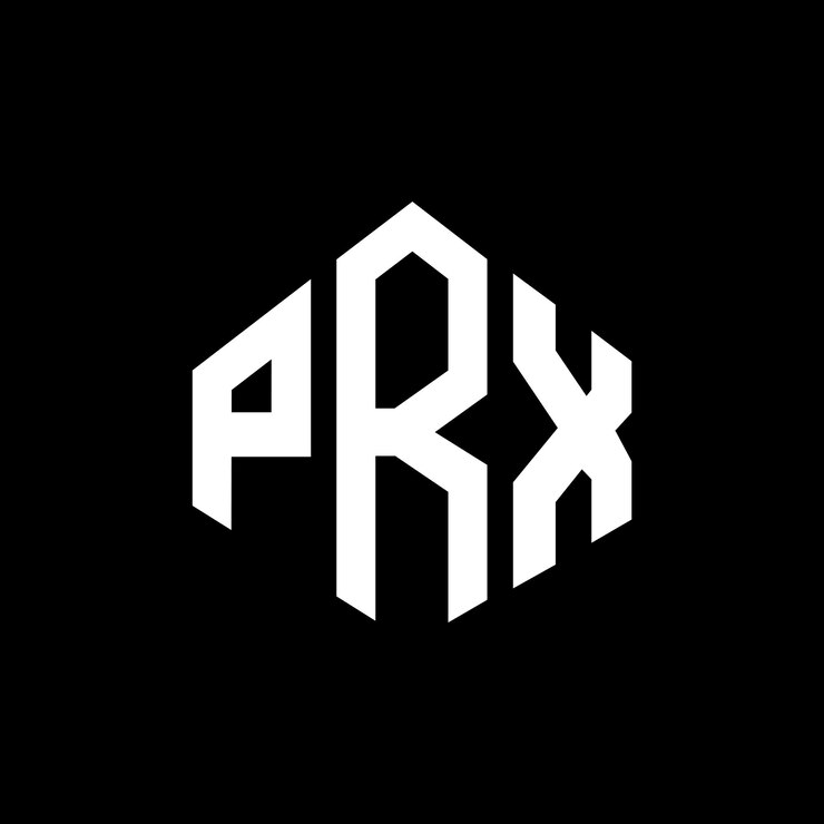 Vector diseño de logotipo de letra prx con forma de polígono prx polígono y forma de cubo diseño de logotipo prx hexágono patrón de logotipo vectorial colores blanco y negro prx monograma negocio y logotipo de bienes raíces