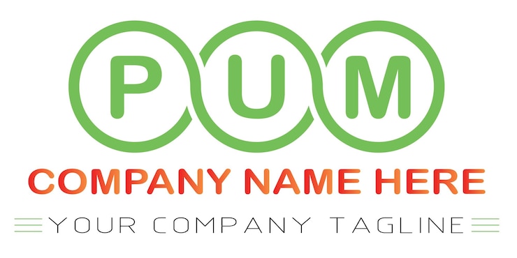 Vector diseño de logotipo de letra pum