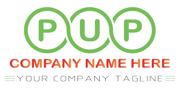 Vector diseño de logotipo de letra pup