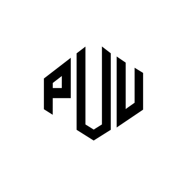 Diseño del logotipo de la letra puu con forma de polígono puu polígono y forma de cubo diseño del logotipo puu hexágono modelo de logotipo vectorial colores blanco y negro puu monograma logotipo de negocios e inmobiliario