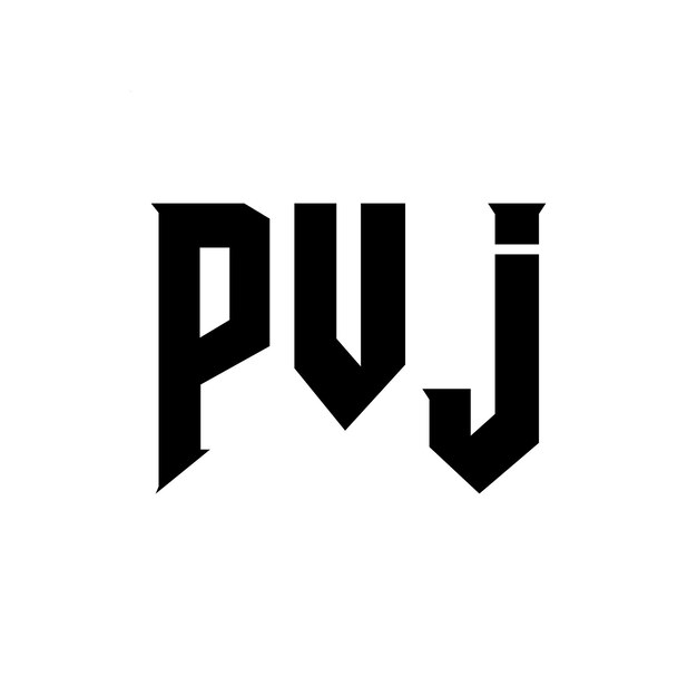 Diseño de logotipo de letra PVJ para una empresa de tecnología Diseño del logotipo PVJ combinación de colores blanco y negro Logotipo PVJ vector PVJ Diseño del icono PVJ Alfabeto PVJ Tipografía diseño del logotipo
