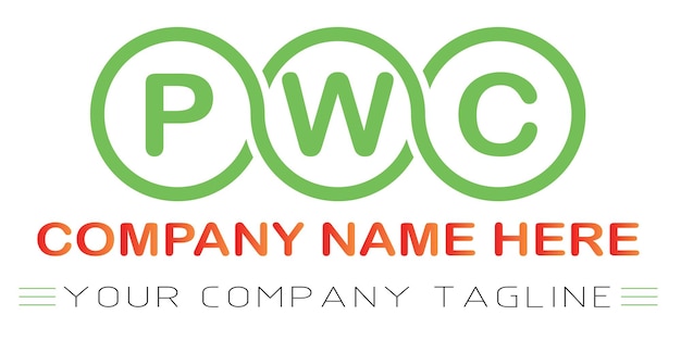 Vector diseño de logotipo de letra pwc