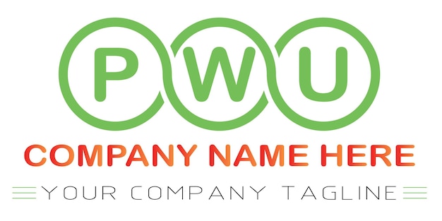 Diseño de logotipo de letra PWU