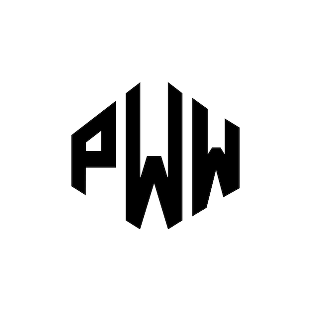 Diseño del logotipo de la letra PWW con forma de polígono PWW diseño del logotipo en forma de póligono y cubo PWW hexágono modelo de logotipo vectorial colores blanco y negro PWW monograma de negocios y logotipo de bienes raíces