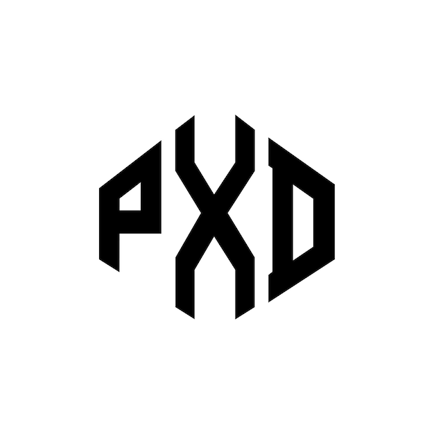 Diseño de logotipo de letra PXD con forma de polígono PXD polígono y forma de cubo diseño de logotipo PXD hexágono patrón de logotipo vectorial colores blanco y negro PXD monograma logotipo de negocios e inmobiliario