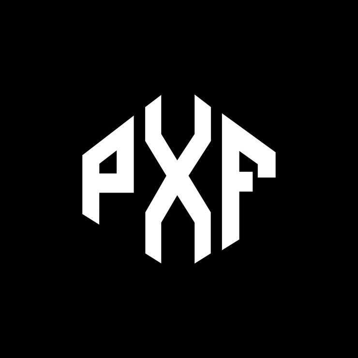 Vector diseño del logotipo de la letra pxf con forma de polígono pxf diseño del logotipo en forma de póligono y cubo pxf hexágono patrón del logotipo vectorial colores blanco y negro pxf monograma logotipo de negocios e inmobiliario
