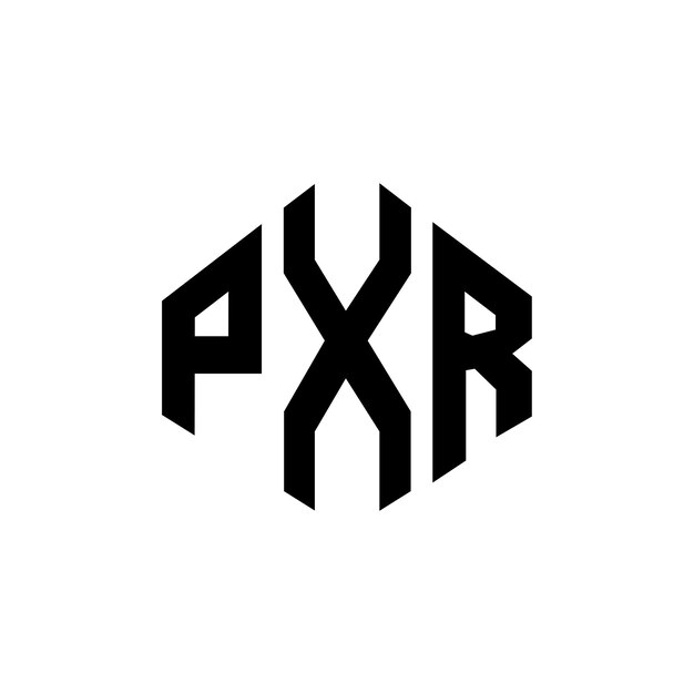 Diseño del logotipo de la letra PXR con forma de polígono PXR polígono y forma de cubo diseño del logotipo PXR hexágono modelo de logotipo vectorial colores blanco y negro PXR monograma logotipo de negocios e inmobiliario