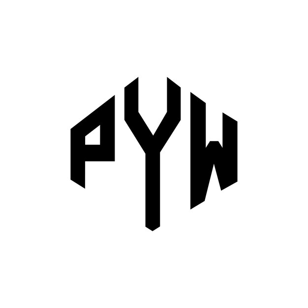 Diseño de logotipo de letra PYW con forma de polígono PYW poligono y forma de cubo diseño de logotipo PYW hexágono patrón de logotipo vectorial colores blanco y negro PYW monograma de negocios y logotipo de bienes raíces