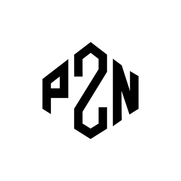 Diseño del logotipo de la letra PZN con forma de polígono PZN poligono y forma de cubo diseño del logotipo PZN hexágono modelo de logotipo vectorial colores blanco y negro PZN monograma logotipo de negocios e inmobiliario