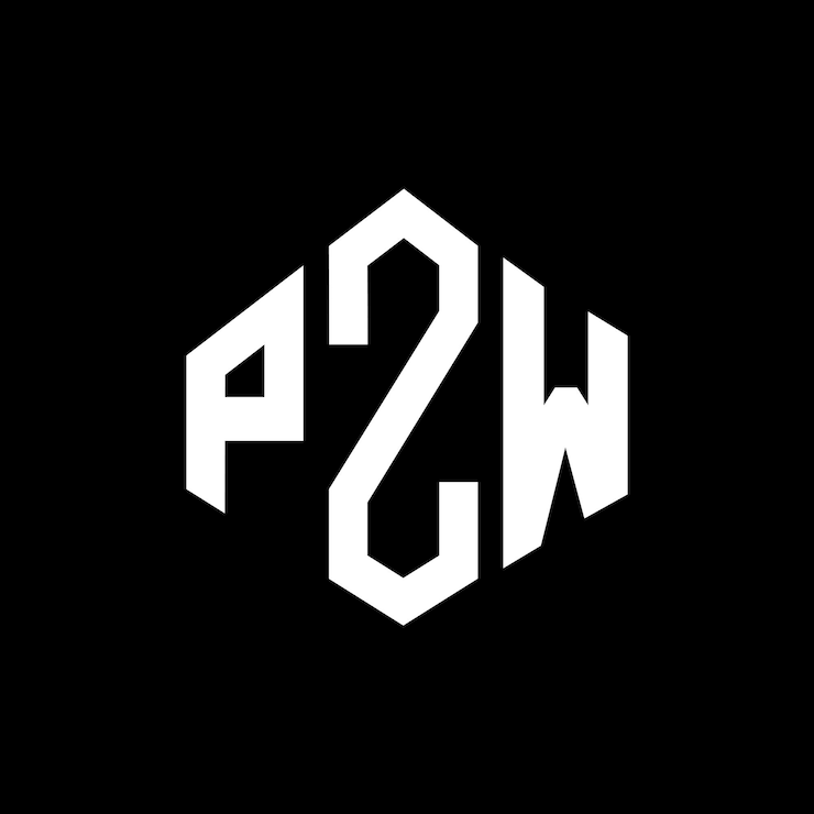 Vector diseño del logotipo de la letra pzw con forma de polígono pzw poligono y forma de cubo diseño del logotipo pzw hexágono modelo de logotipo vectorial colores blanco y negro pzw monograma logotipo de negocios e inmobiliario